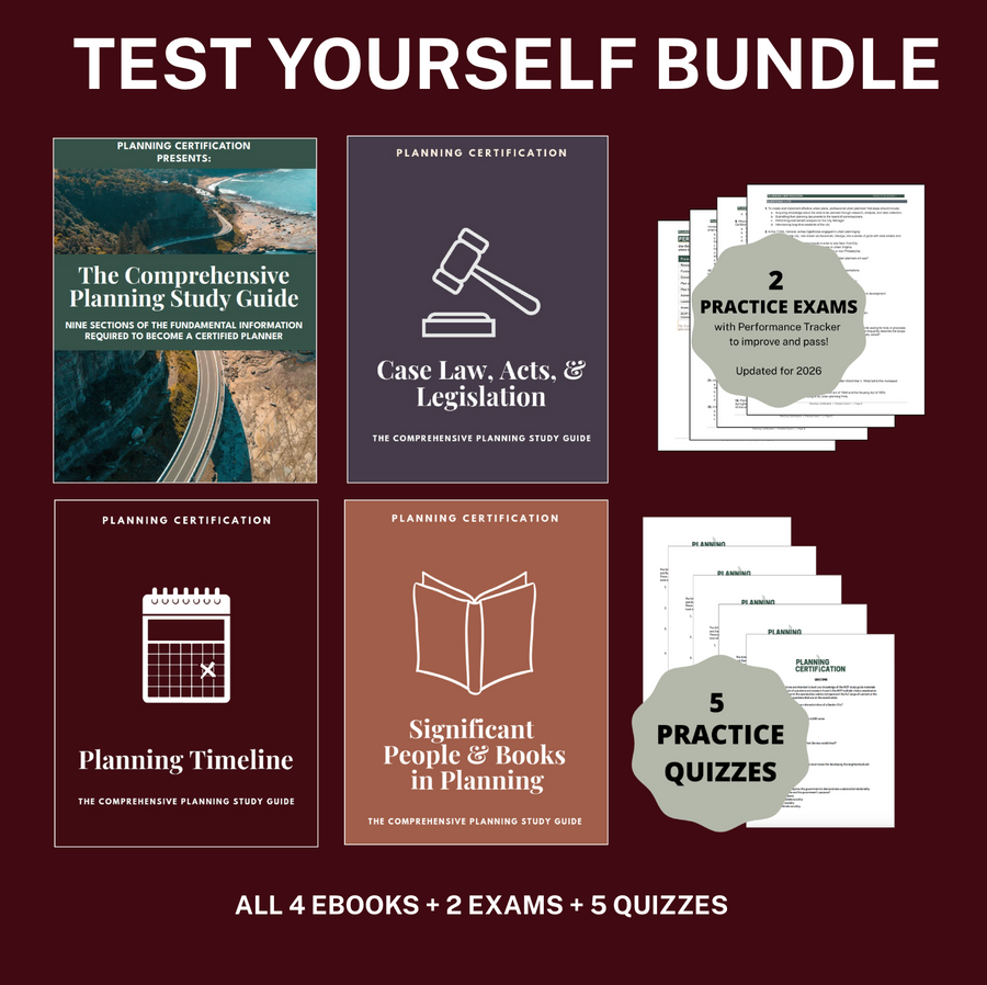 Test Yourself Bundle | AICP Planning Exam 4 Study Guides + 2 Practice Exams + 5 Practice Quizzes